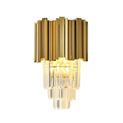 Imagen de MZStech applique da parete in cristallo Illuminazione a 4 livelli Lampada Moderna comodino notte Oro, E14*2 (A)