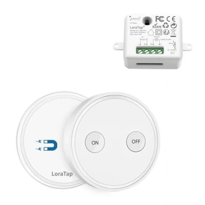 Imagen de Kit de Interruptor Luces Inalámbricas, LoraTap Inalámbrico + Receptor Relé RF 868MHz Control Remoto Hasta 200 metros Mando a Distancia para Iluminación y Electrodomésticos