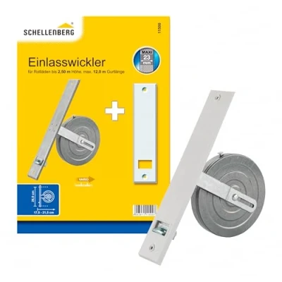 Imagen de Schellenberg 11500 Enrollador en entrada con placa de cubierta blanco, distancia entre agujeros 260mm, galvanizado