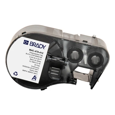 Imagen de BMP41 Brady M4C 475 412 etiquetas de polipropileno negro sobre blanco 12,07 mm x 6,1 m