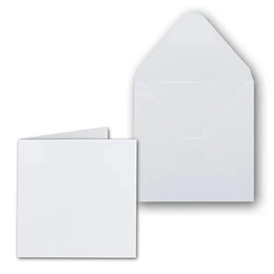 Imagen de Juego de 25 tarjetas plegables cuadradas con sobres 14 x cm, en blanco, ideal para diseñar y crear