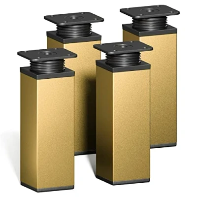 Imagen de Sossai® Patas para Muebles MFV1 4 Piezas Altura Regulable Color: Oro Altura: 120 mm (+20mm) Perfil Cuadrado: 40 x Tornillos incluidos