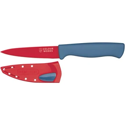 Imagen de Colourworks Cuchillo Mondador con Funda para Afilar Cuchillos Edgekeeper, Acero Inoxidable, Rojo, 9,5 cm