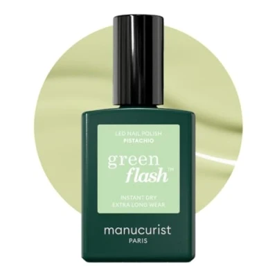 Imagen de Manucurist Green Flash Esmalte Semipermanente Uñas Verde Pastel Pistachio Gel Pálido Pintauñas Semipermanentes 12 free, de origen orgánico (84%) Fabricado en Francia 15 ml