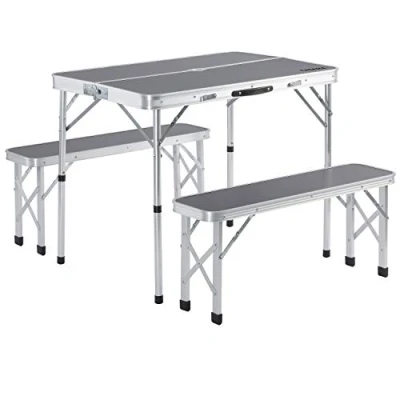 Imagen de Casaria Mesa Bancos Plegables Camping Picnic para 4 Personas Set Portátil Jardín Aluminio Multifuncional