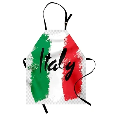 Imagen de ABAKUHAUS Italia Delantal de Cocina, Bandera Italiana del Grunge Colorido, Lavable Largo Ajustable Colores Nítidos Durables, Multicolor