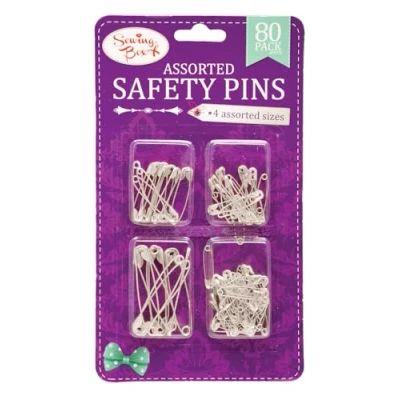 Imagen de Alfileres de Seguridad para Caja Costura, Color Plateado, 80 Unidades