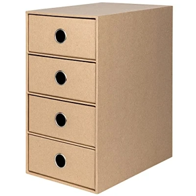 Imagen de Rössler Papier 1524452624 S.O.H.O. Caja de 4 cajones para DIN A5, con agujero agarre, Kraft, 250 x 175 320 mm, 1 unidad