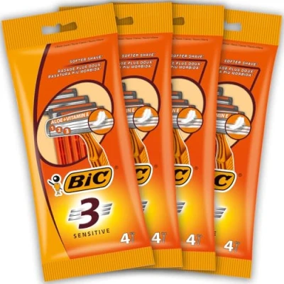 Imagen de BIC 3 Sensitive Maquinillas Desechables para Hombre Paquete de 4 Packs