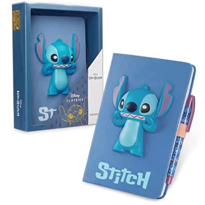Imagen de Disney Stitch Cuaderno A5, Set Material Escolar con Libretas y Bolígrafo Regalo Niños (Azul 3D)