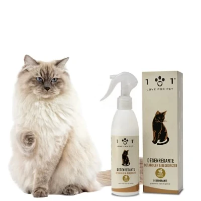Imagen de Desenredante y Desodorante para Gatos, 250ml Acondicionador Natural Spray, Afloja Nudos, Suaviza el Pelo Perfuma No Requiere Aclarado Agua Apto Todo Tipo de Pelo, Línea 101