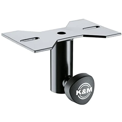 Imagen de K&amp;M 195/8 Abrazadera para bafle, negro, acero adaptador sistema de altavoces 3,5 cm diámetro tornillos incluidos