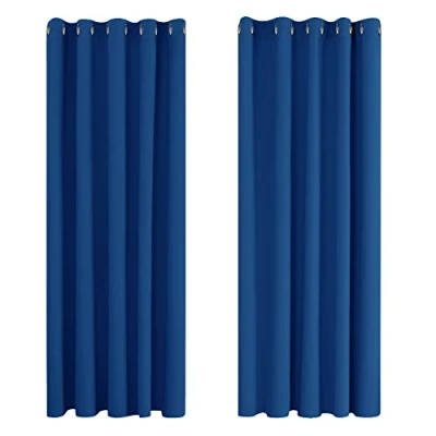 Imagen de Deconovo Cortinas Opacas para Interiores, 2 Piezas, 183 cm de Alto, térmicas Modernas el hogar, con ollados, 168 x (Ancho Alto), Azul electrónico