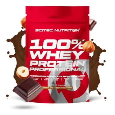 Imagen de Scitec Nutrition 100% Whey Protein Professional Mejorada con Aminoácidos Extra y Enzimas Digestivas Sin gluten aceite de palma, 1000 g, Chocolate Avellana