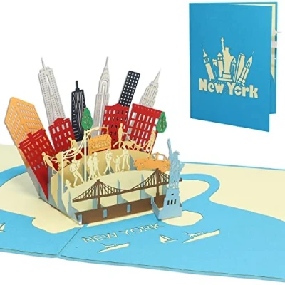 Imagen de LINPopUp®, LIN17604 tarjeta 3D Pop Up New York, cupón de viaje, cumpleaños desplegable, cumpleaños, plegable, mapa ciudad, regalo viaje