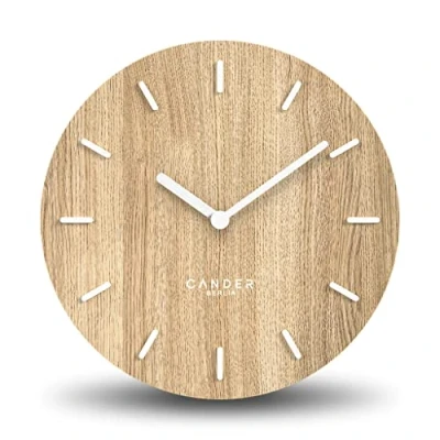 Imagen de Cander Berlin MNU 2730 B Reloj de pared silencioso madera, 30 cm, moderno, chapa roble, sin ruido tictac, cocina, salón, analógico, vintage