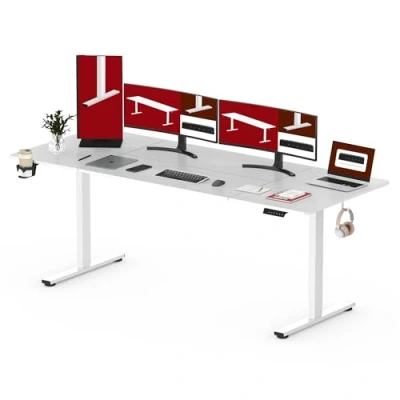 Imagen de SANODESK 200 x 80 cm Escritorio Elevable Eléctrico con Tablero Regulable en Altura Telescópico Bidireccional Control de Memoria y Tecnología Anticolisión (Blanco)