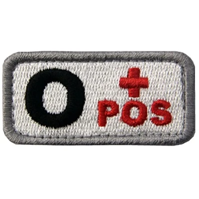 Imagen de Táctico Tipo O positivo de sangre emblema Broche Bordado Gancho y Parche bucle cierre, Negro rojo
