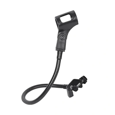 Imagen de QOTSTEOS soporte de micrófono flexible cuello cisne 360 grados, escritorio, brazo con clip (negro)