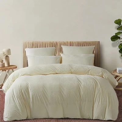 Imagen de Damier ropa de cama cálida invierno 200x200 cm, color blanco, juego 3 piezas, 1 funda nórdica cm con cremallera y 2 fundas almohada 80x80
