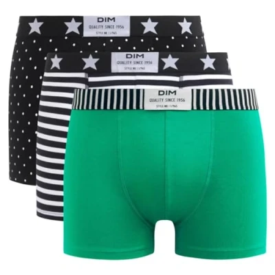 Imagen de Dim Vibes Coton Stretch X3, Bóxer Hombre, Negro/Blanco/Verde, L