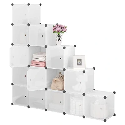Imagen de WOLTU Armario Modular de 15 Cubo con Puertas Imán, Organizador Modular, Estanteria Almacenaje Cubos, Paneles Plástico, para Zapatos, Juguetes y Libros, Blanco, RGB39tp