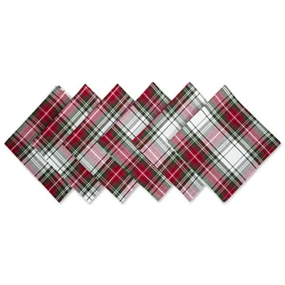 Imagen de DII Tartan Plaid Collection Mesa de Comedor y decoración Cocina, servilleta Navidad, 20 x Pulgadas, Rojo, Verde Blanco, 6 Piezas