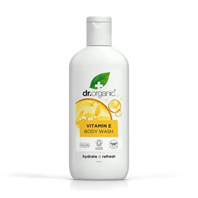 Imagen de Dr Organic Gel de Ducha Vitamina E, Para Todo Tipo Pieles, Natural, Vegano, Libre Crueldad, Sin Parabenos ni SLS, Reciclable y Plástico Oceánico Reciclado, Certificado Orgánico, 250ml