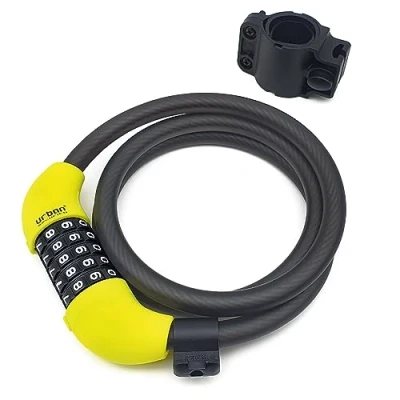 Imagen de URBAN UR454M Candado Bicicleta Cable Código Combinación 5 Dígitos Más Avanzada, 120cm Acero Trenzado ø12, Soporte Incluido, Antirrobo Universal Casco Moto, Accesorios, Scooter, Bici Eléctrica Patinete