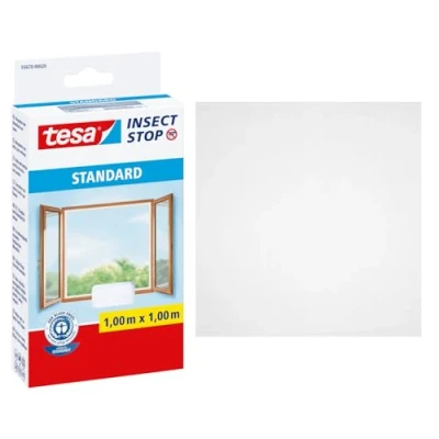Imagen de tesa Insect Stop Malla Mosquitera STANDARD para Ventanas Autoadhesiva Recortable al Tamaño Deseado Blanca, 100 cm x