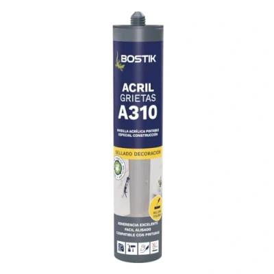 Imagen de Bostik, Sellador de Resinas acrílicas un solo componente, Ideal para juntas bajo movimiento, Acril Grietas, Blanco, Cartucho 310 ml