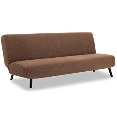 Imagen de TIANSHU Funda Sofa Cama Sin Brazos Elástica, Fundas de Clic Clac 3 Plazas Plegable Protector Ajustables Antideslizante Universal para Dormitorio y salón (Café)