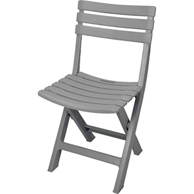 Imagen de Silla plegable de plástico resistente para jardín, gris claro