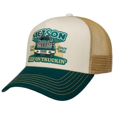 Imagen de Stetson Gorra Trucker Keep On Trucking Hombre Camionero de béisbol Malla Snapback, con Visera, Visera Verano Primavera/Verano Talla única Verde Oscuro