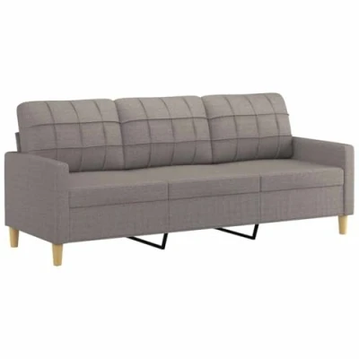 Imagen de vidaXL sofá de 3 plazas Tela Gris Taupe 180 cm, sofá, loveseat, salón, sofás, tapizado, Asientos Personas