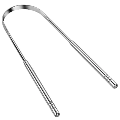 Imagen de INF Limpiador de lengua acero inoxidable, raspador en forma U contra el mal aliento, plateado, 1