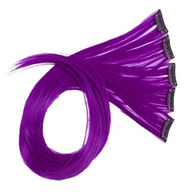 Imagen de CAISHA 60 cm Colorido Hebra Reflejo Clip En Extensión De Cabello Liso Largo Postizo Púrpura BST124