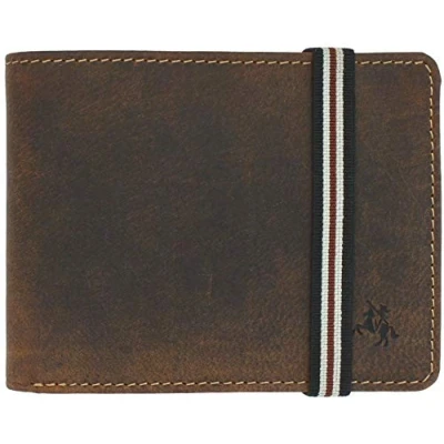 Imagen de VISCONTI Cartera de cuero con cierre elástico bloqueo RFID y Tap and Go BN3, marrón, Talla única, Moderno