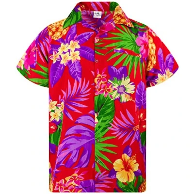 Imagen de King Kameha Funky Camisa Hawaiana, Manga Corta, Pineapple, Rojo, XL