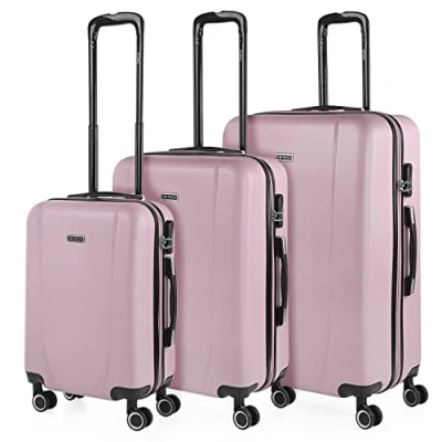 Imagen de ITACA Juego Maletas De Viaje rígidas Trolley con Candado Combinacion TSA y 4 Doble Rueda 360 Set Ligeras Resistentes, Rosa
