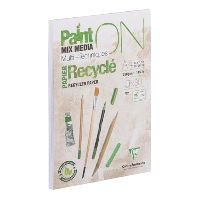 Imagen de Clairefontaine 975741C Bloc de PaintON reciclado, A4, 30 hojas, blanco, 250 g