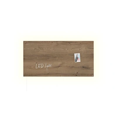 Imagen de SIGEL GL408 Pizarra magnética de cristal, con luz LED, 91 x 46 cm, diseño madera natural, marrón claro Artverum