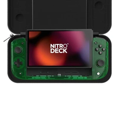 Imagen de CRKD Nitro Deck Crystal Collection con funda de transporte, cubierta mano profesional Zero Stick Drift para Nintendo Switch y OLED (verde esmeralda)