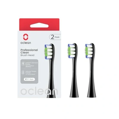 Imagen de oclean Recambios cepillos Professional Clean B02, Adpto para todos eléctricos adultos, Cerdas DuPont™ certificadas por la FDA, Cabezal del cepillo en forma de W, 2 Piezas, Negro