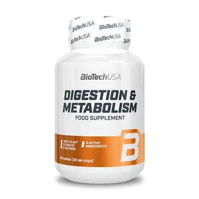 Imagen de BioTechUSA, Digestion &amp; Metabolism, Suplemento alimenticio en forma de comprimidos con extractos vegetales, enzimas, minerales y biotina, 60