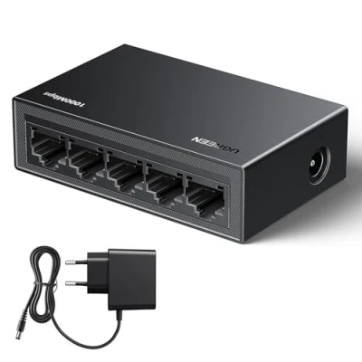 Imagen de UGREEN Switch Ethernet 5 Puertos Conmutador de Red LAN Splitter Gigabit Velocidad 10/100/1000 Mbps, Ajuste Dúplex, Plug and Play, Hub RJ45 para TV/Portátil/Switch/Enrutador/Monitor