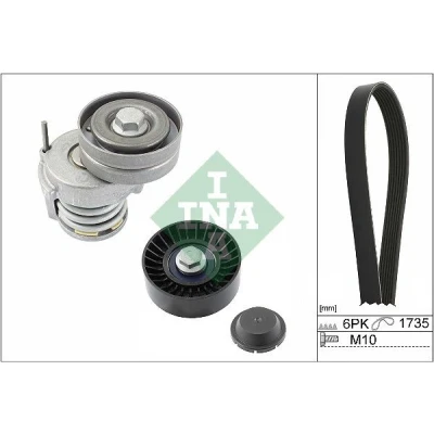 Imagen de INA 529 0505 10 Juego de correas trapeciales poli V Revisar/sustituir poleas libres del alternador VOLKSWAGEN: Golf 6, Passat B6 Berlina, 5