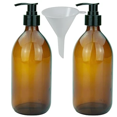 Imagen de mikken 2 dispensadores de jabón 500 ml, dispensador loción Cristal marrón, sin BPA, Apto para Alimentos, Incluye 1 Embudo