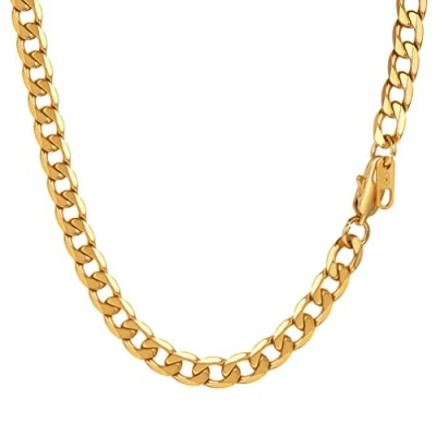 Imagen de PROSTEEL Cadena Dorada Cubana Gargantilla Corta Acero Inoxidable 6mm 46cm para Mujer Chico Chica