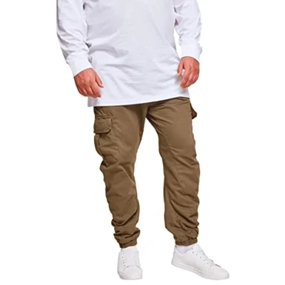 Imagen de URBAN CLASSICS Pantalón jogging Cargo con bolsillos de parche 2 laterales y traseros, ajuste slim fit, color liso, cintura cordón, puños elásticos, verde, talla XXL